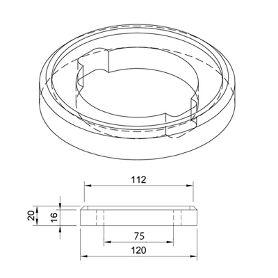 H�jtalerring i MDF til diskant outer 12 cm med fors�nkning - 1 stk