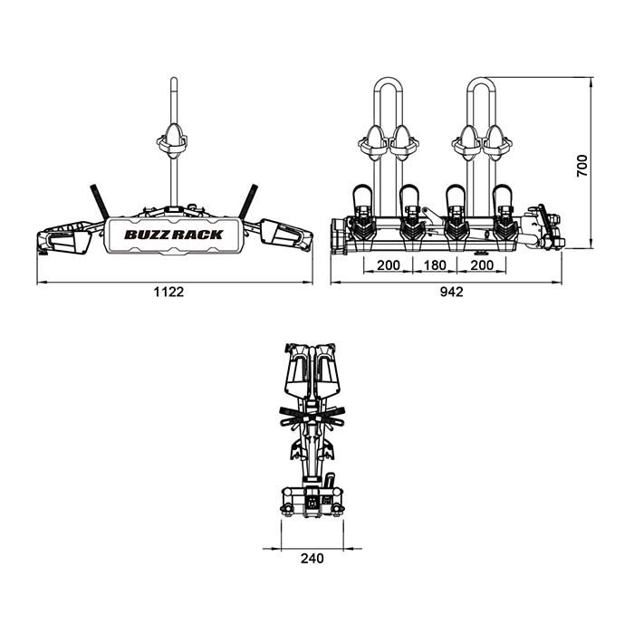 Buzzrack Eazzy-4 cykelholder til 4 cykler