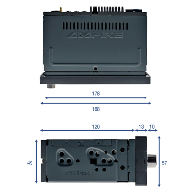 Ampire 1-DIN sk�rm med tr�dl�st CarPlay & Android Auto