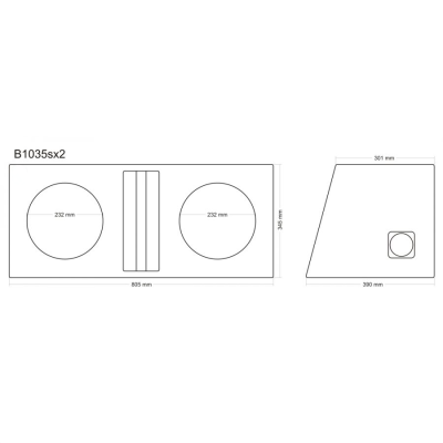 Subwoofer kabinet i MDF portet tunnel skr� 2 X 10
