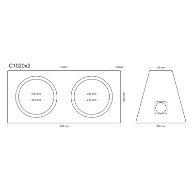 Subwoofer kabinet i MDF lukket skr� 2 X 10