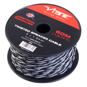 Vibe Twisted h�jtalerkabel gr� 2 x 1,50 mm2 s�lges l�bende meter