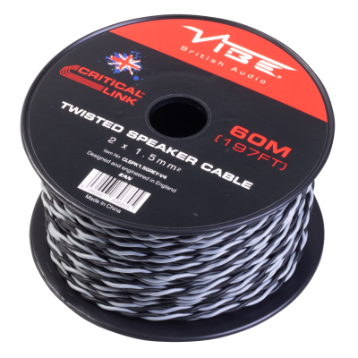 Vibe Twisted h�jtalerkabel gr� 2 x 1,50 mm2 s�lges l�bende meter