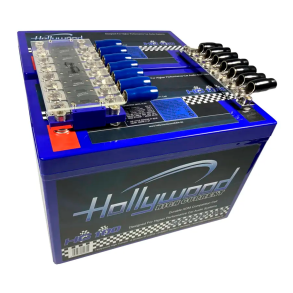 Hollywood 2 stk. HC100 AGM Batteri 200 amp 12V & AGM sammenkobling med skiringsholdere