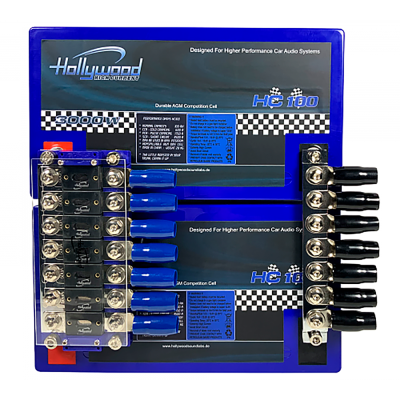 Hollywood 2 stk. HC100 AGM Batteri 200 amp 12V & AGM sammenkobling med skiringsholdere