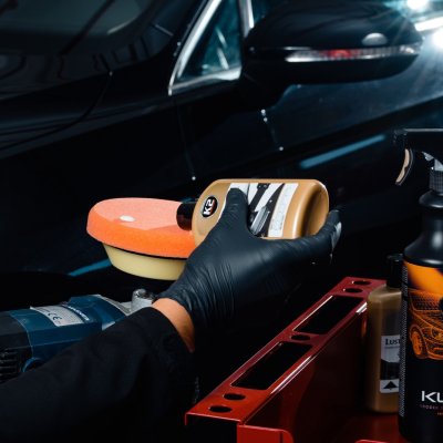K2 Poleringssvamp til polermaskine 150 mm - Glat orange medium slibende