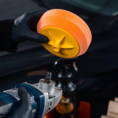 K2 Poleringssvamp til polermaskine 150 mm - Glat orange medium slibende