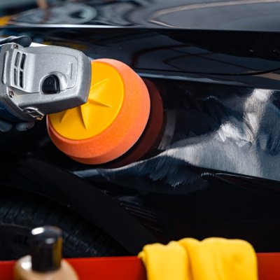 K2 Poleringssvamp til polermaskine 150 mm - Glat orange medium slibende