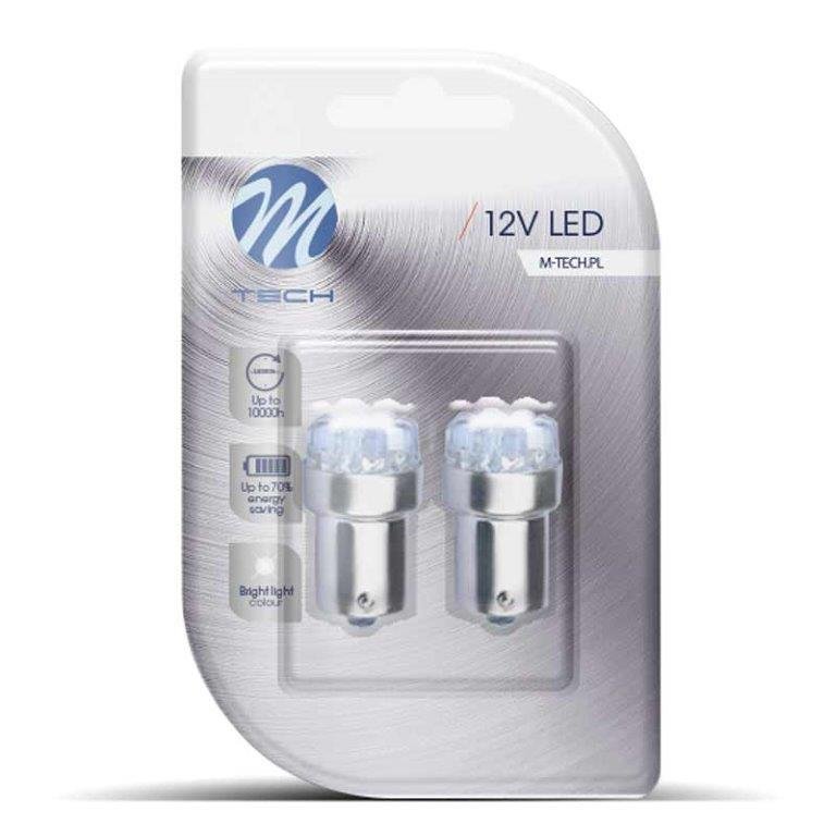 Led R5W BA15S hvid 9 led 12V M-Tech