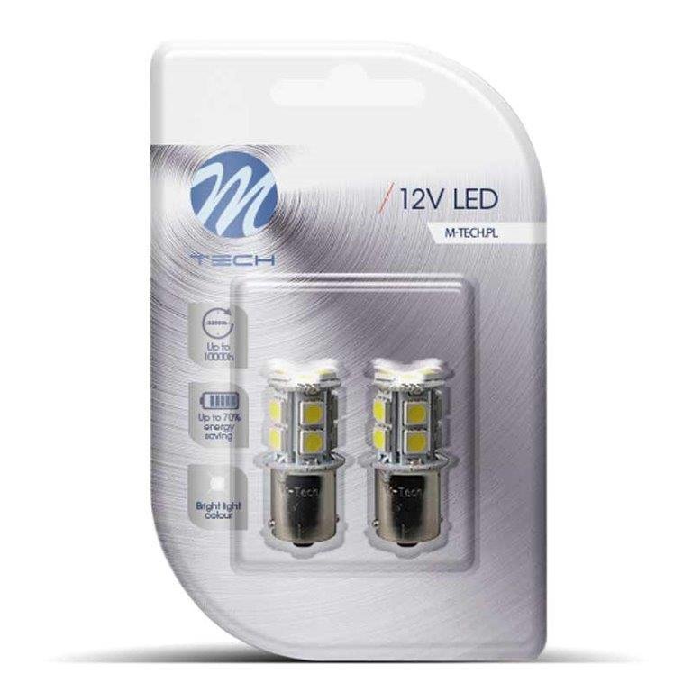 Led P21W BA15S hvid 18 SMD 12V M-Tech