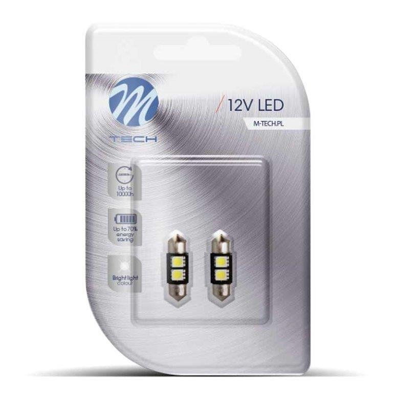 Led C5W Pinol 31 mm hvid 2 SMD 12V M-Tec