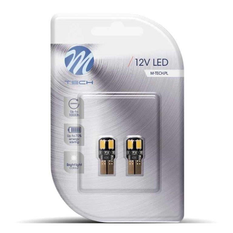 Led T10 W5W 4 SMD hvid 12V CB M-Tech