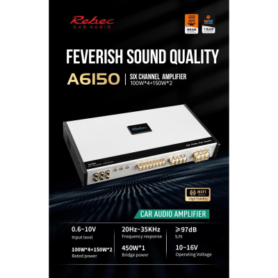 RebecA6150 6 kanals forst�rker p� 1000 watt i 4 ohm - klasse AB