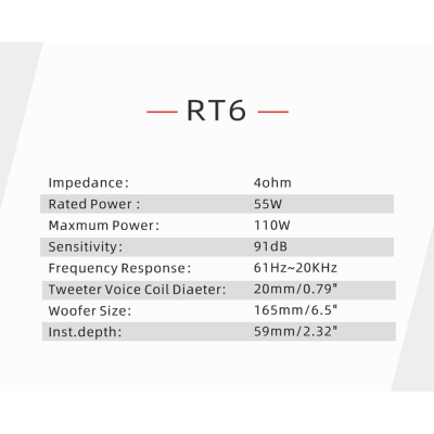 Rebec RT6 4ohm komponent h�jtaler 2V 6,5