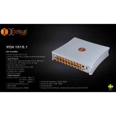Xcelsus XQA15.16 - Forst�rker med 16 kanals DSP p� 2000 watt- SQ DSP til lydkonkurrencer eller bare god lyd