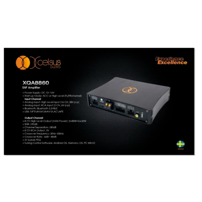 Xcelsus XQA8860 - Forst�rker med 10 kanals DSP p� 1000 watt- SQ DSP til lydkonkurrencer eller bare god lyd