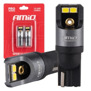 LED CANBUS PRO serie T10 W5W 4x2016 SMD Hvid 12/24V AMIO-03577