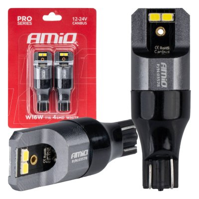 LED CANBUS PRO serie T15 W16W 4x2016 SMD Hvid 12/24V AMIO-03578