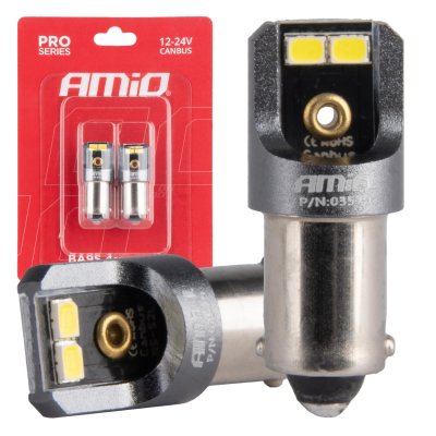 LED pærer CANBUS PRO T4W BA9S 4x2016 SMD hvid 12V 24V AMIO-03579