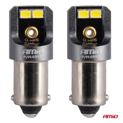 LED pærer CANBUS PRO T4W BA9S 4x2016 SMD hvid 12V 24V AMIO-03579