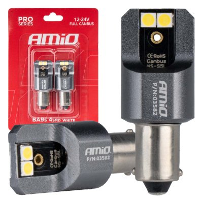LED CANBUSPRO serie BA9S 4x3030 SMD Hvid 12/24V FULL CANBUSAMIO-03582