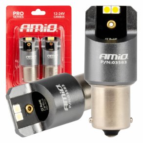 LED CANBUS PRO serie BA15S P21W 4x3030 SMD Hvid 12/24V AMIO-03583