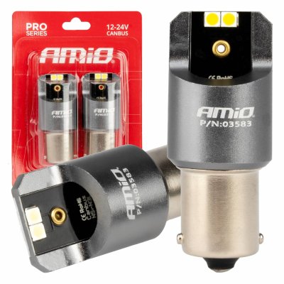 LED CANBUS PRO serie BA15S P21W 4x3030 SMD Hvid 12/24V AMIO-03583