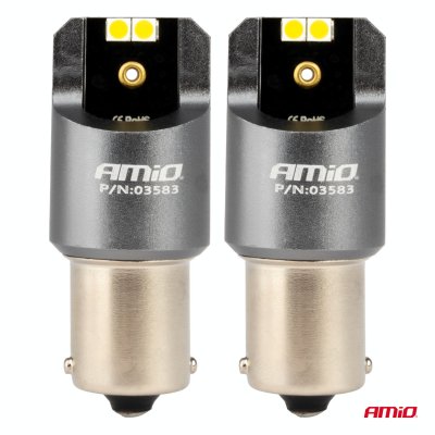 LED CANBUS PRO serie BA15S P21W 4x3030 SMD Hvid 12/24V AMIO-03583