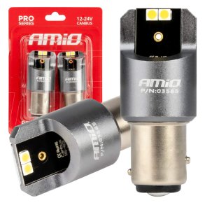 LED CANBUS PRO serie BAY15D P21/5W 4x3030 SMD Hvid 12/24V AMIO-03585