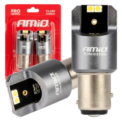 LED CANBUS PRO serie BAY15D P21/5W 4x3030 SMD Hvid 12/24V AMIO-03585