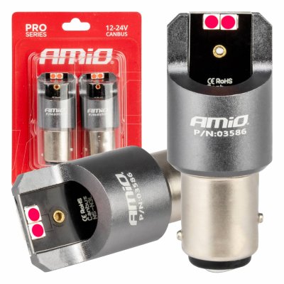 LED CANBUS PRO serie BAY15D P21/5W 4x3030 SMD Rød 12/24V AMIO-03586
