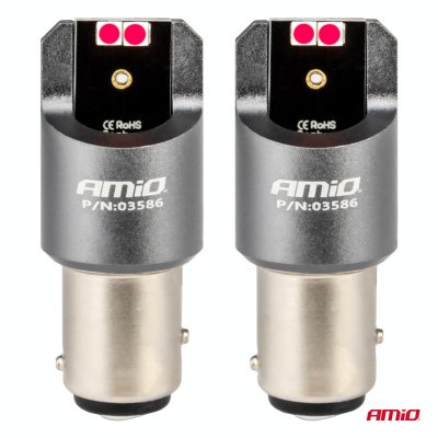 LED CANBUS PRO serie BAY15D P21/5W 4x3030 SMD Rød 12/24V AMIO-03586