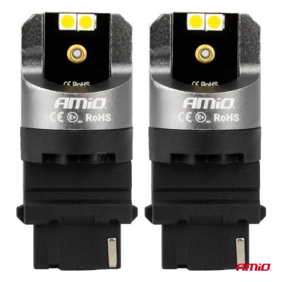 LED CANBUS PRO serie 3156 P27W 4x3030 SMD Hvid 12/24V AMIO-03587