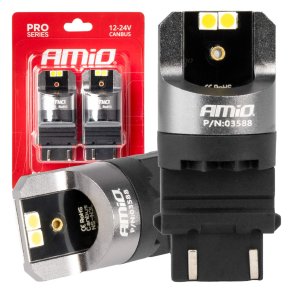 LED CANBUS PRO serie 3157 P27/7W 4x3030 SMD Hvid 12/24V AMIO-03588