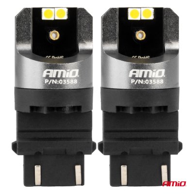 LED CANBUS PRO serie 3157 P27/7W 4x3030 SMD Hvid 12/24V AMIO-03588