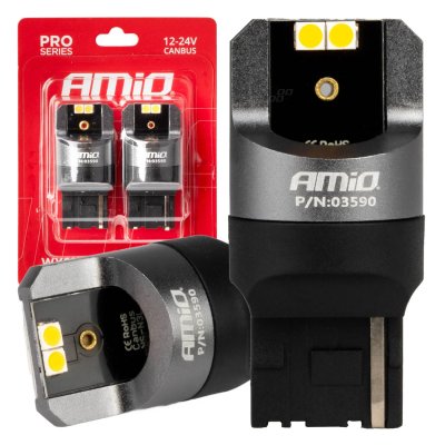 LED CANBUS PRO serie 7440 WY21W 4x3030 SMD Orange 12/24V AMIO-03590