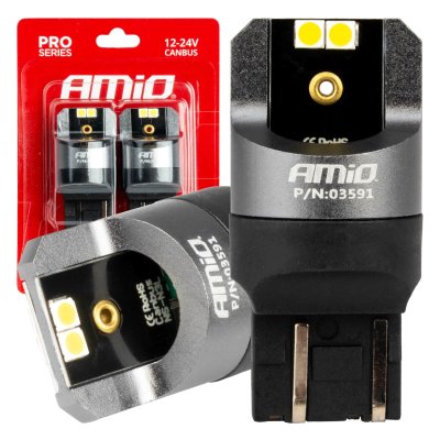 LED CANBUS PRO serie 7443 W21/5W 4x3030 SMD Hvid 12/24V AMIO-03591