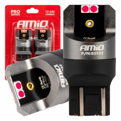 LED CANBUS PRO serie 7443 W21/5W 4x3030 SMD Rød 12/24V AMIO-03592