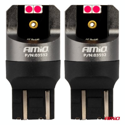 LED CANBUS PRO serie 7443 W21/5W 4x3030 SMD Rød 12/24V AMIO-03592