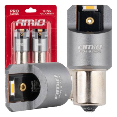 LED CANBUS PRO serie PY21W 2x1860 SMD Amber 12V 24V AMIO-03594