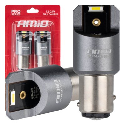 LED CANBUS PRO serie BAY15D P21/5W 2x1860SMD Hvid 12/24V FULL CANBUS AMIO-03595