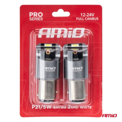 LED CANBUS PRO serie BAY15D P21/5W 2x1860SMD Hvid 12/24V FULL CANBUS AMIO-03595