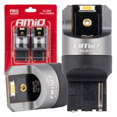 LED CANBUS PRO serie WY21W 2x1860 SMD Amber 12V 24V AMIO-03600