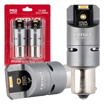 LED CANBUS PRO serie PY21W 2x1860 SMD Amber 12V 24V AMIO-03604