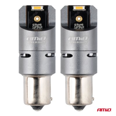 LED CANBUS PRO serie PY21W 2x1860 SMD Amber 12V 24V AMIO-03604