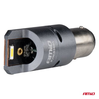 LED CANBUS PRO serie BAY15D P21/5W 2x1860SMD Hvid 12/24V FULD CANBUS med VENTILATOR AMIO-03605