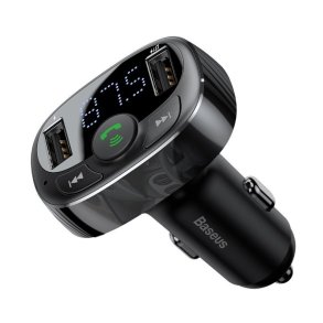 BASEUS FM-transmitter T-type Bluetooth 2xUSB microSD sort