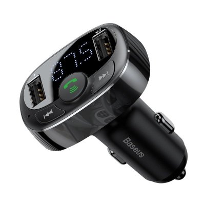 BASEUS FM-transmitter T-type Bluetooth 2xUSB microSD sort