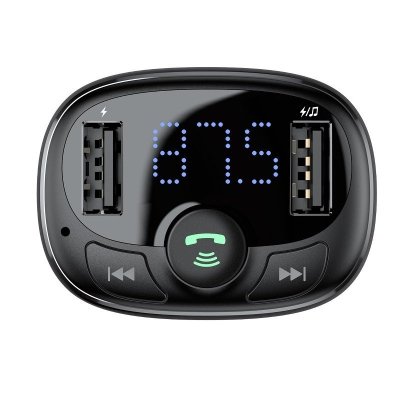 BASEUS FM-transmitter T-type Bluetooth 2xUSB microSD sort