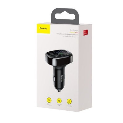 BASEUS FM-transmitter T-type Bluetooth 2xUSB microSD sort